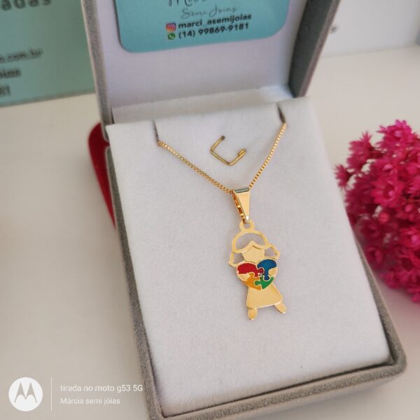 Garagantilha personalizada pingente Autismo Menino ou Menina - Imagem 3