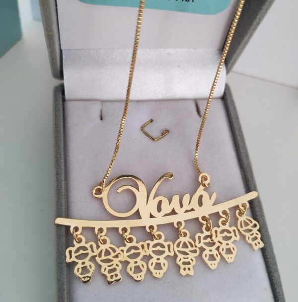 Gargantilha Personalizada Canquinha Vovó 2 Bonecos Banho ouro - Imagem 2