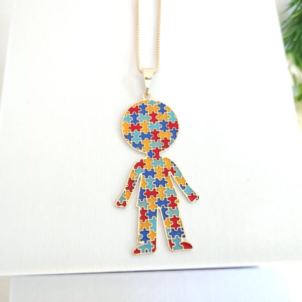 Garagantilha personalizada pingente Autismo Menino ou Menina Grande