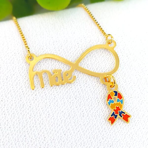 Gargantilha personalizada Infinito Mãe Pingente Autismo
