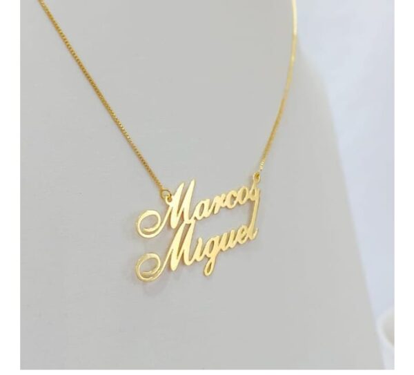 Gargantilha Personalizada Dois Nomes Banho Ouro 18k