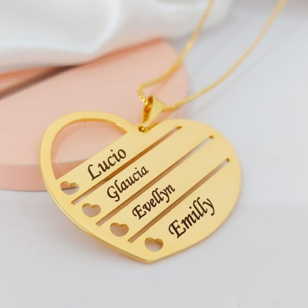 Gargantilha Personalizada Mandala Coração Com Nomes Banho ouro