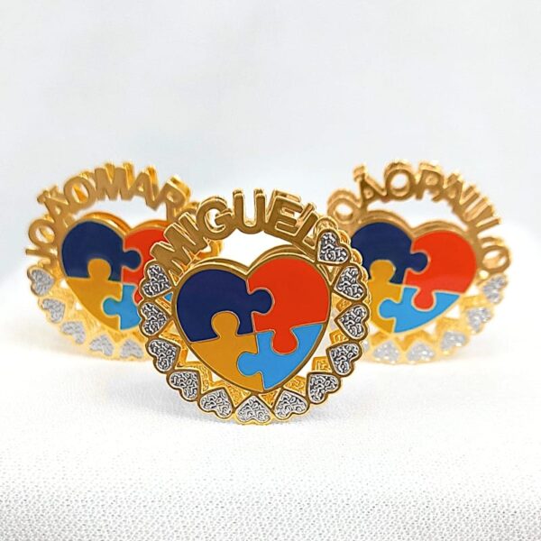 Gargantilha Personalizada Mandala Autismo Banho ouro
