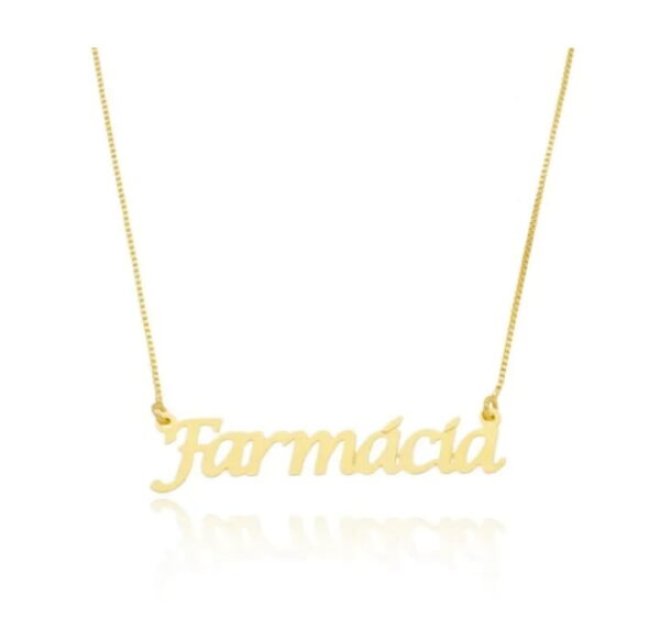 Gargantilha Personalizada Nome Profissão Banho ouro
