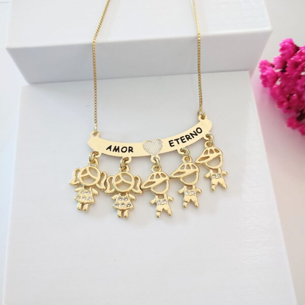 Gargantilha Personalizada Canquinha Amor Eterno 2 Bonecos (as) Banho ouro - Imagem 3