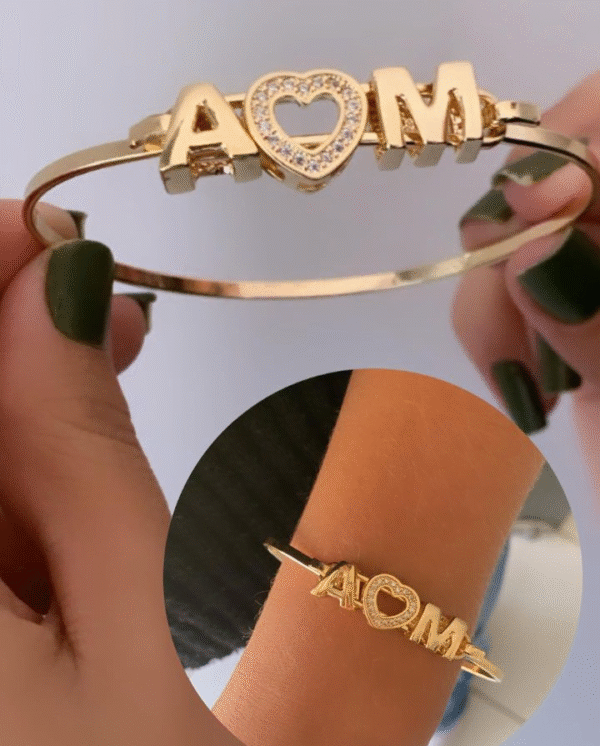 Bracelete Liso Coração Letras Iniciais Banho ouro - Imagem 2