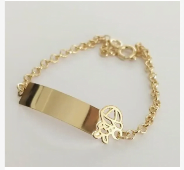 Pulseira Infantil Personalizada Menino ou Menina Gravação Do Nome Banho ouro