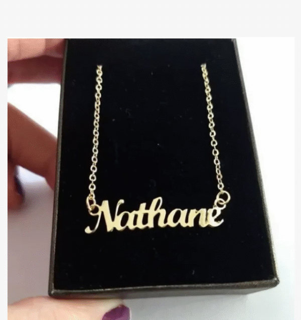 Gargantilha Personalizada Manuscrito Elinho Português Banho ouro - Imagem 2