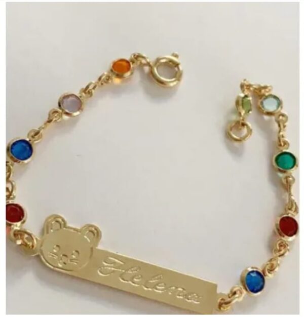 Pulseira Infantil Personalizada Pedrinhas Coloridas Banho