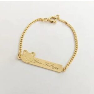 Pulseira Infantil Personalizado Ursinho Banho ouro