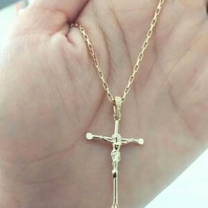 Corrente Masculino Cartier Pingente Crucifixo Banho ouro