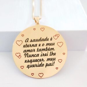 Gargantilha Personalizada Mandala Dedicatória Banho ouro