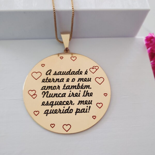 Gargantilha Personalizada Mandala Dedicatória Banho ouro - Imagem 2