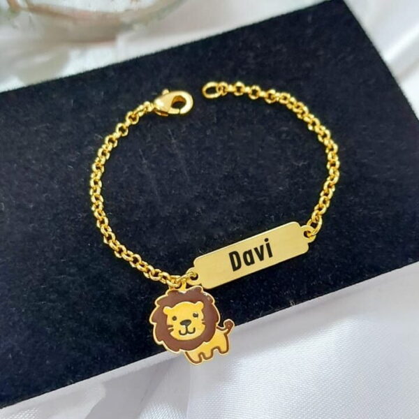 Pulseira Infantil Personalizada Menino ou Menina Pingente Banho ouro