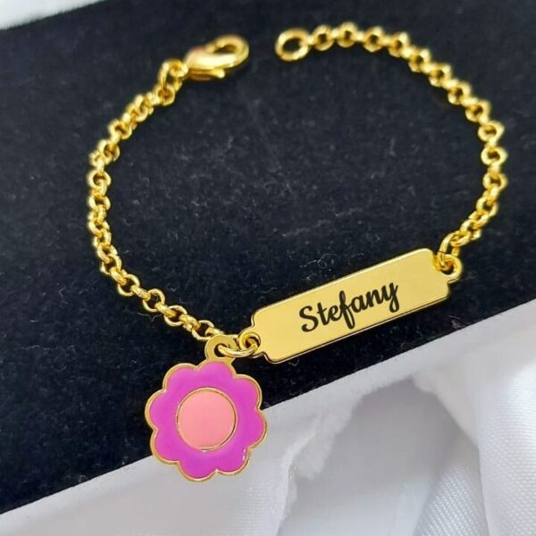 Pulseira Infantil Personalizada Menino ou Menina Pingente Banho ouro - Imagem 4