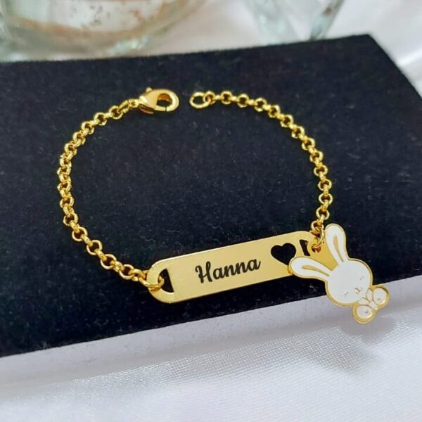 Pulseira Infantil Personalizada Menino ou Menina Pingente Banho ouro - Imagem 3