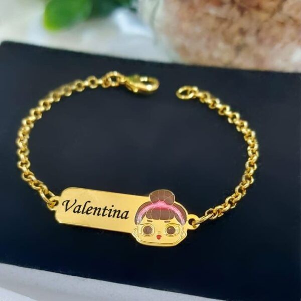 Pulseira Infantil Personalizada Menino ou Menina Banho ouro - Imagem 4