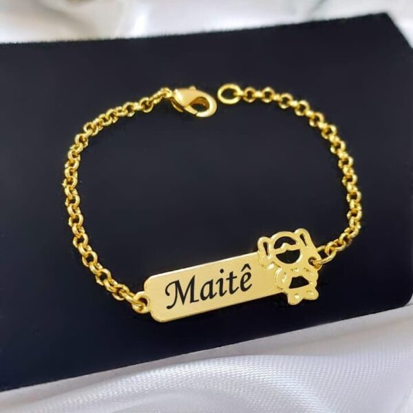 Pulseira Infantil Personalizada Menino ou Menina Banho ouro - Imagem 7
