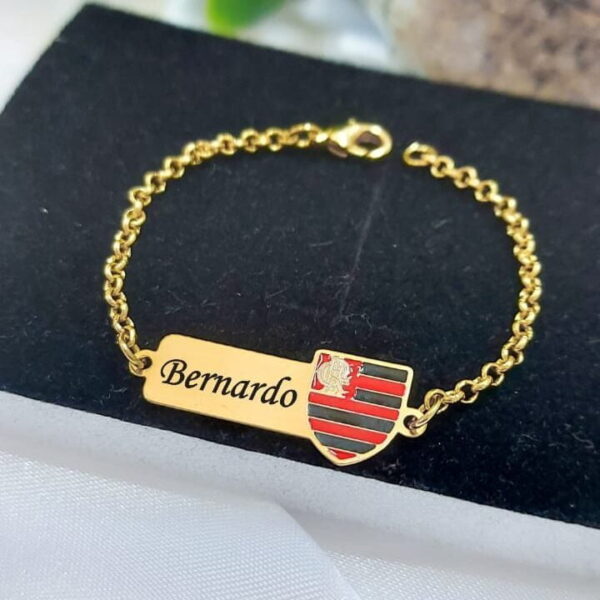 Pulseira Infantil Personalizada Time Banho ouro - Imagem 5