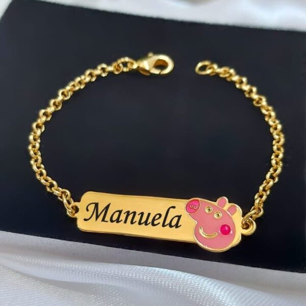 Pulseira Infantil Personalizada Menino ou Menina Banho ouro - Imagem 3