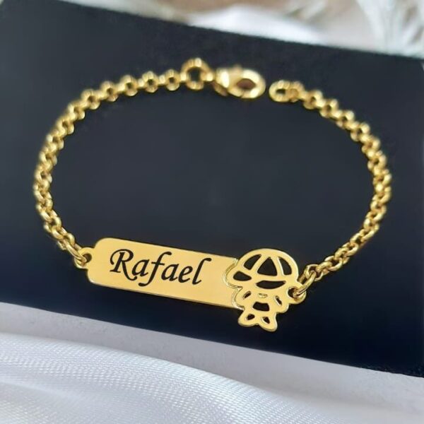 Pulseira Infantil Personalizada Menino ou Menina Banho ouro - Imagem 9