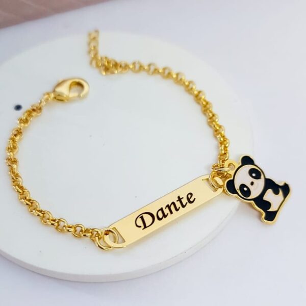 Pulseira Infantil Personalizada Menino ou Menina Pingente Banho ouro - Imagem 5