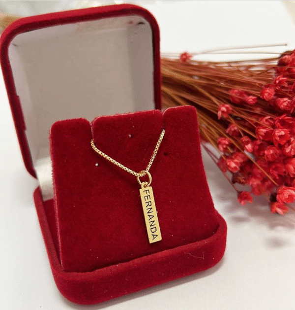 Gargantilha Personalizada plaquinha Nome Banho ouro