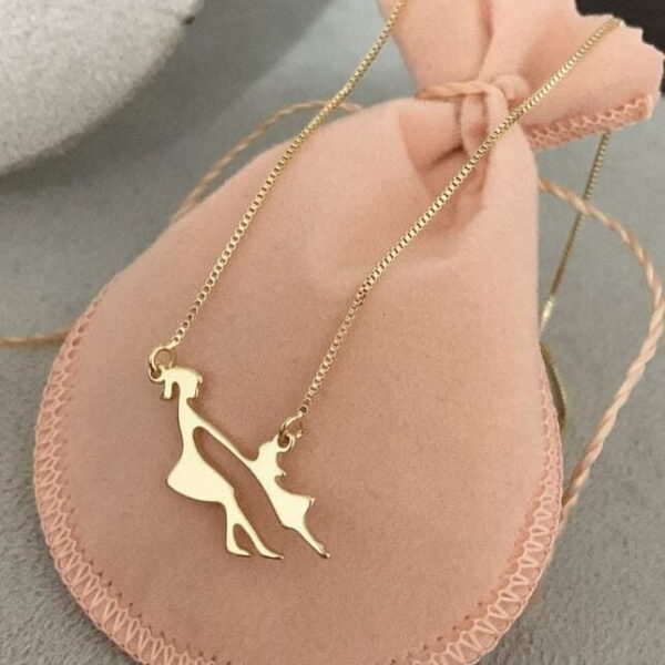 Gargantilha Personalizada Mãe e Filha ou Filho Banho ouro - Imagem 2