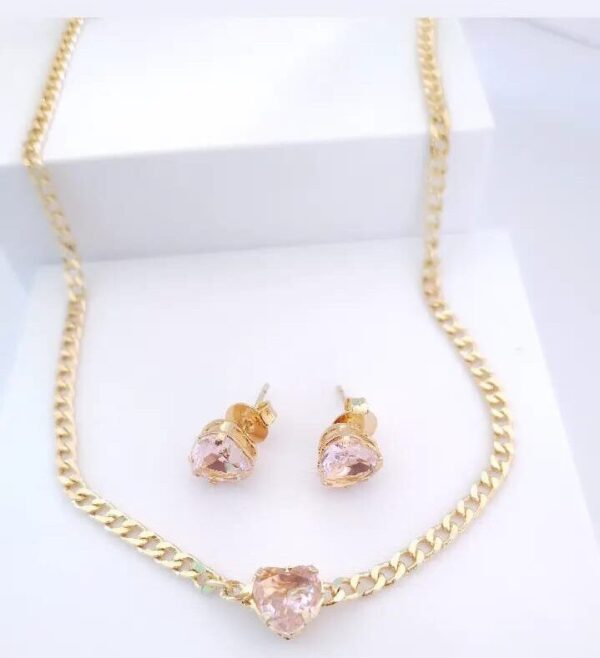 Conjunto Coração Elos Gourmet Banho ouro - Imagem 2