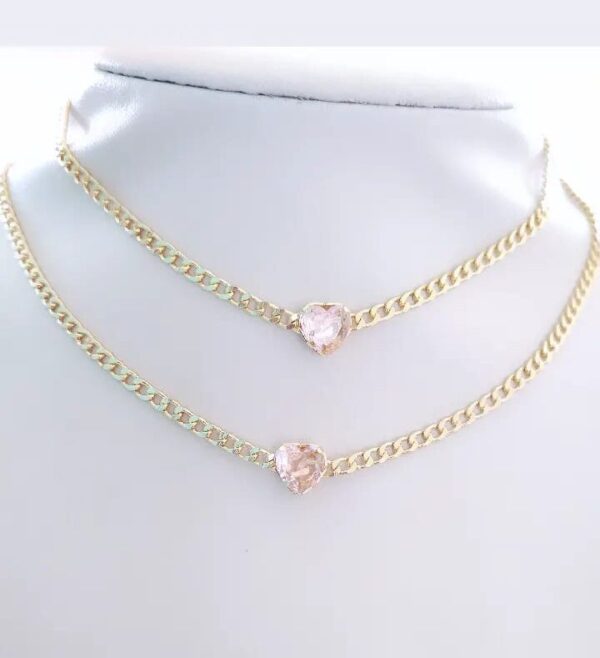 Conjunto Coração Elos Gourmet Banho ouro - Imagem 3