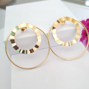 Brinco Argola Dupla Redonda Banho ouro