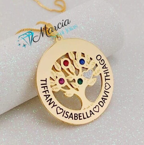 Gargantilha Personalizada Arvore Da Vida Nomes Banho Ouro