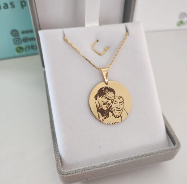 Gargantilha Personalizada fotogravacao Banho ouro