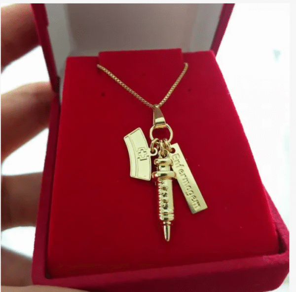 Gargantilha Personalizada Enfermagem Plaquinha Banho Ouro