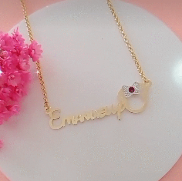 Gargantilha Personalizada Infantil Minnie Banho De Ouro