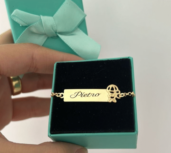 Pulseira Infantil Personalizada Menino banho de ouro 18k