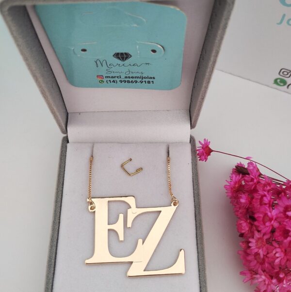 Gargantilha Personalizada monograma 2 inícias banho ouro - Imagem 2