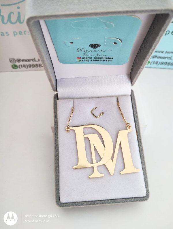 Gargantilha Personalizada monograma 2 inícias banho ouro
