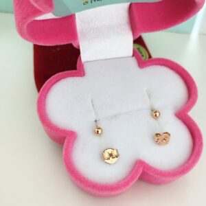 Brinco Recém Nascido Bolinha Banho ouro 18k