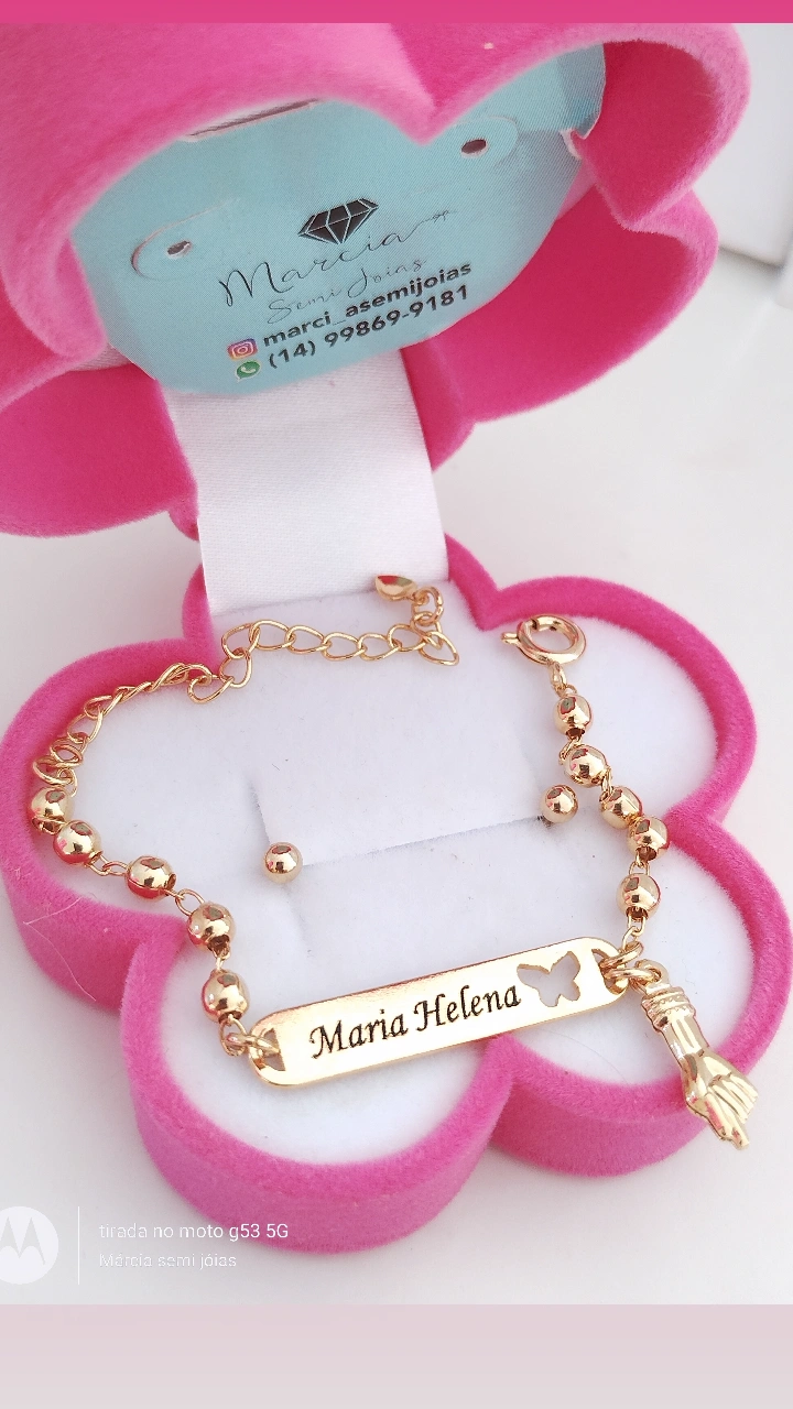 Conjunto Recém Nascido e Infantil em Bolinhas Borboleta Vazada Pingente Figa Banho ouro - Imagem 3