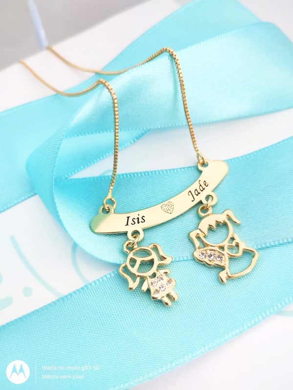 Gargantilha personalizada Canquinha 1 Pingente  Boneco ou Anjo Banho ouro 18k