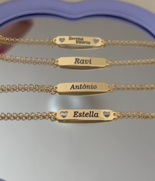 Pulseira recém nascido e infantil Banho ouro 18k