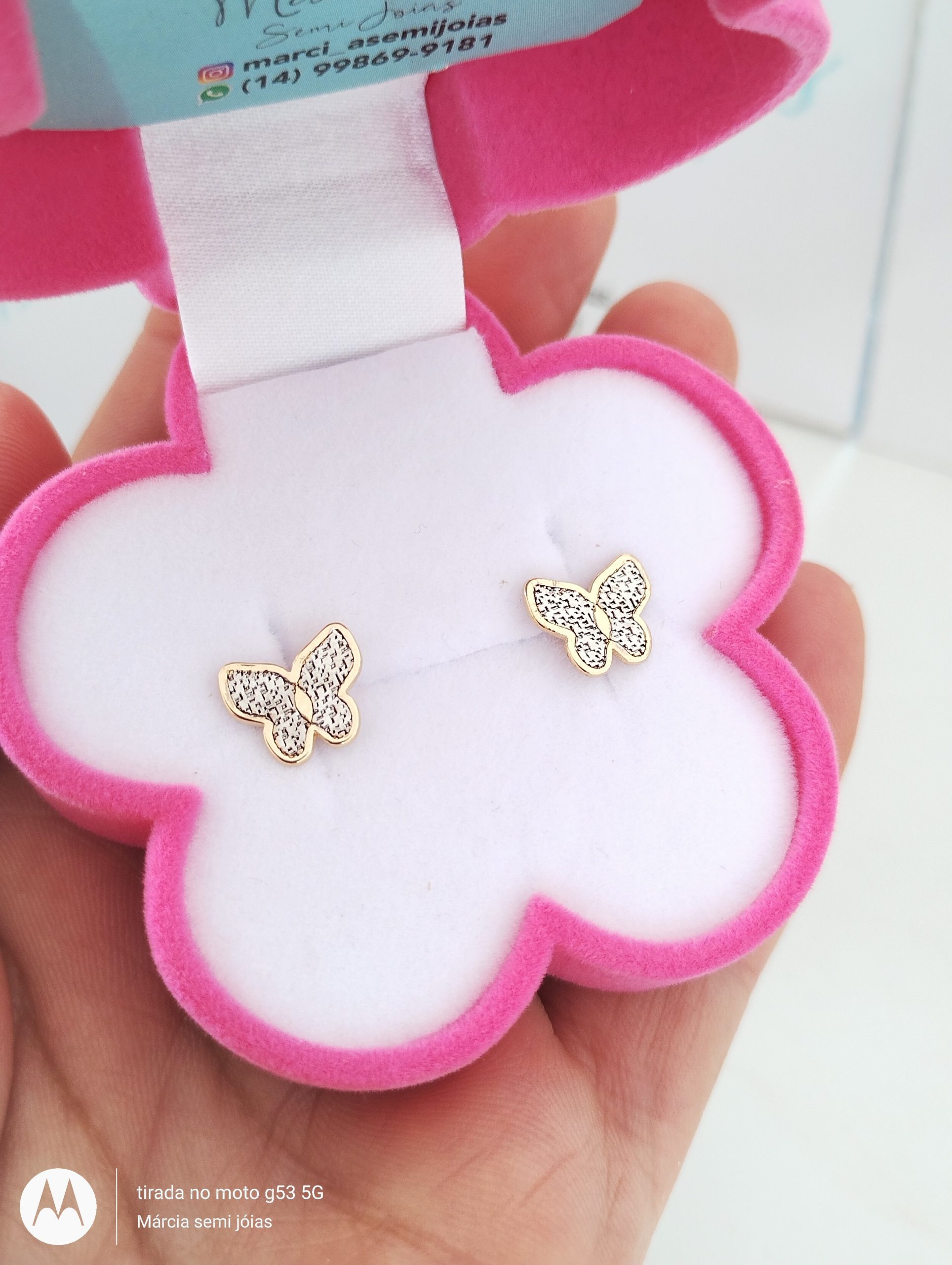 Brinco infantil Borboleta Banho ouro 18k - Imagem 3