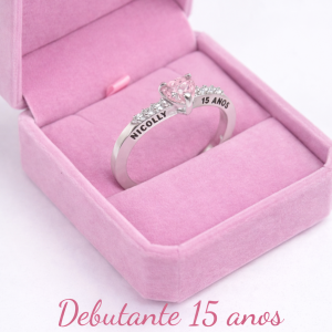 Anel Personalizado Debutante Coração Prata 925 - 18