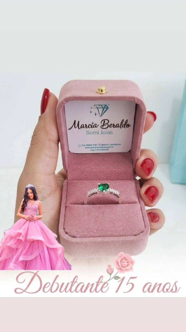 Anel Personalizado Debutante Coração Prata 925 - Imagem 3