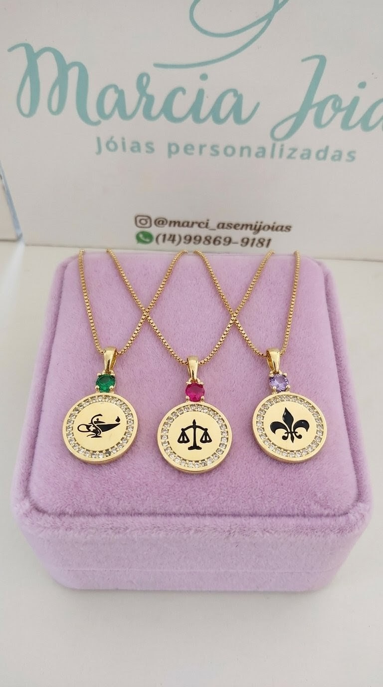 Colar Formatura e Profissão Banhado ouro 18k
