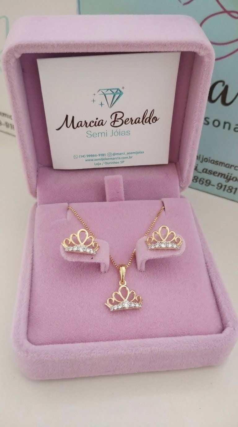 Kit Princesa Tiara cravejado zircônias Banhado ouro 18k