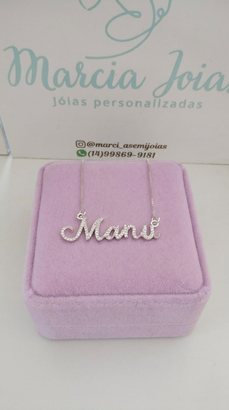 Colar Personalizado Nome Cravejado zircônias Prata 925 - Imagem 3