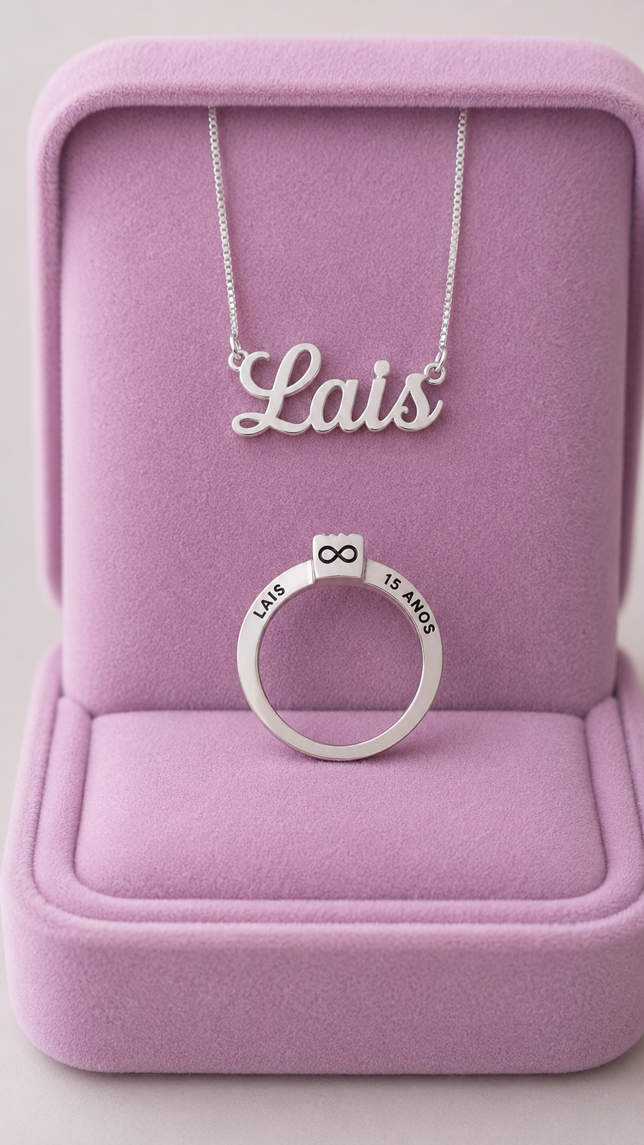 Kit Debutante 15 anos Colar Nome+ Anel Debutante 15 anos Prata 925