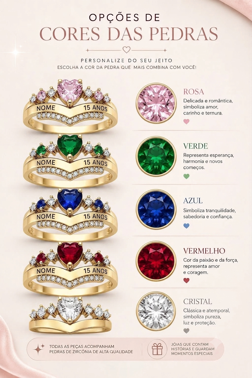 Kit Debutante 15 Anos Princess Banhado ouro 18k - Imagem 3
